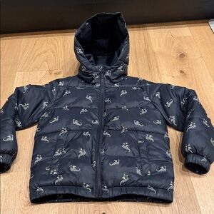 Black Kids Puffer Jacket with Dragon Print 8Y